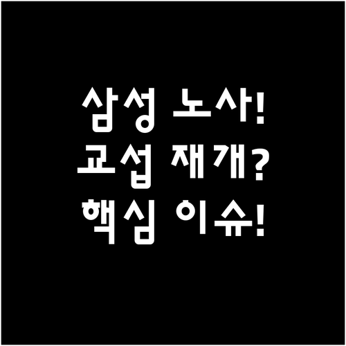 삼성전자 노사 교섭 재개 의미와 주요 현안 내용 정리